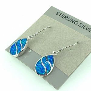 Sterling Silver Australian Opal Dangle Earrings